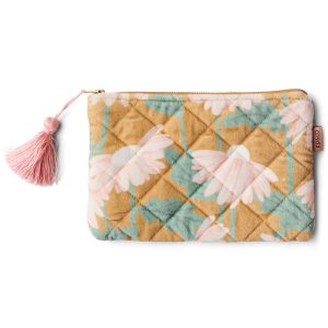 DAISY BUNCH MUSTARD VELVET COSMETICS PURSE